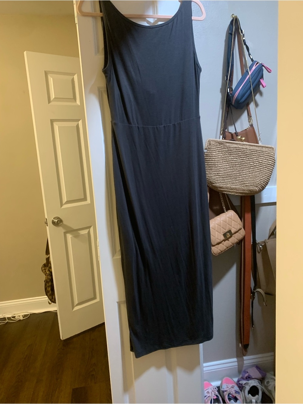 OGL Charcoal Sleeveless Midi Dress with cup inserts built in bra